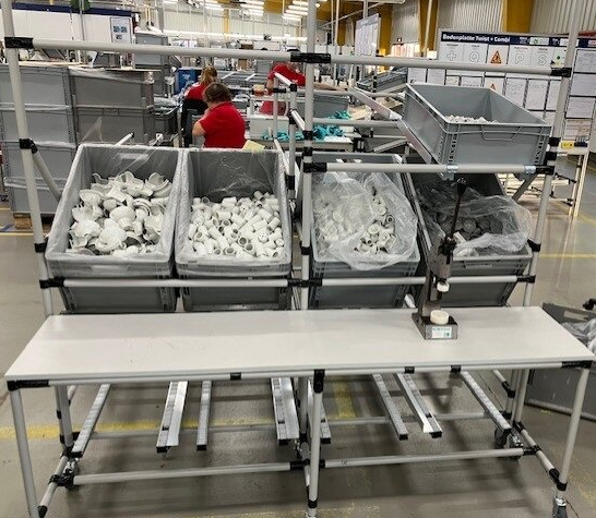 Workstation layout minimizes material handling and supports smooth production flow