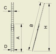 Two-part retractable Forte ladder with rope - width 484 mm 8820 - 2