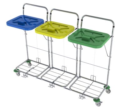 Waste and laundry sorting trolley VAKO 120C/3N - 1
