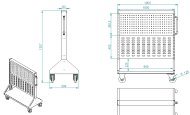 Perforated stand PSZ 21 B S1 double-sided on wheels for 4 panels - 5
