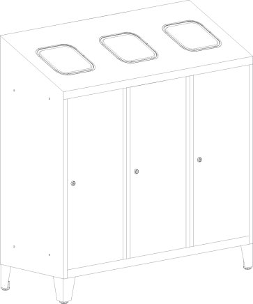 Triple waste bin for sorted waste MPO 03kkr - 3