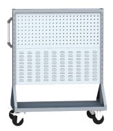 Perforated stand PSZ 21 B S1 double-sided on wheels for 4 panels - 4