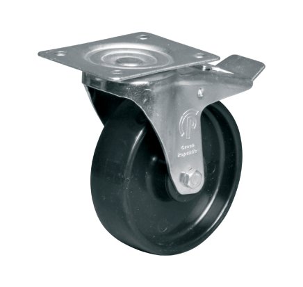 Polypropylene wheel, diameter 125 mm, swivel with brake - 1