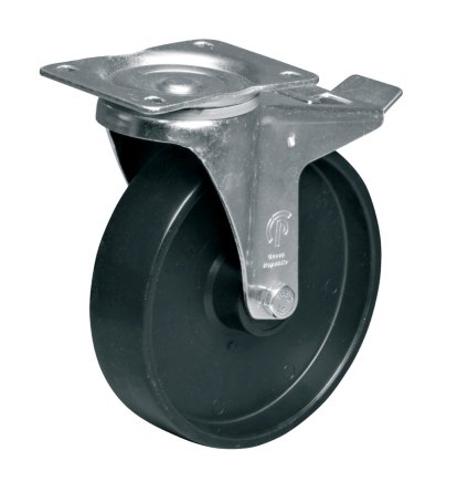 Polypropylene wheel, diameter 200 mm, swivel with brake - 1