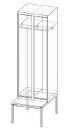 Two-door wardrobe with bench XS62B-17 - 7