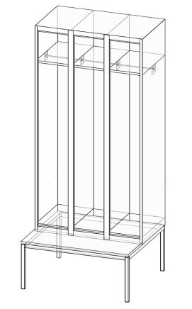 Three-door wardrobe with bench XS93B-17 - 4