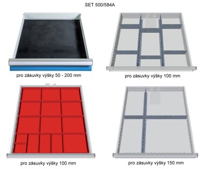 Drawer dividers, set for 4 drawers 500/584A - 4