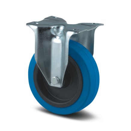 Fixed industrial wheel blue with mounting plate (2 models) - 1