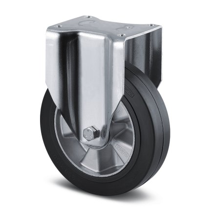 Fixed instrument wheel, black, ø 200 mm, with mounting plate - 1