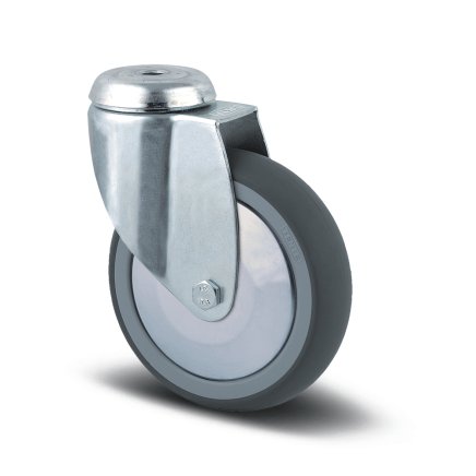 Tool wheel gray ø 125 mm, hole for pin, rotatable with cover - 1
