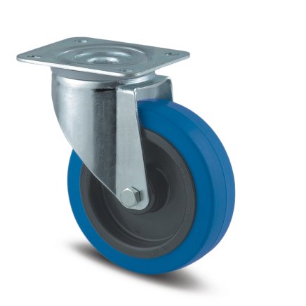 Swivel industrial wheel blue with mounting plate (2 models) - 1