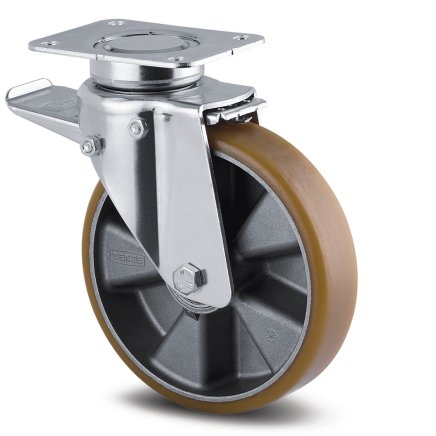 Instrument wheel brown with total brake and mounting plate (3 models) - 1
