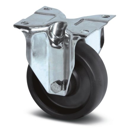 Thermoplastic solid black wheel with a diameter of 100 mm with a mounting plate - 1