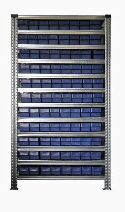 Rack with crates 100 x 115 x 400 mm - 88 pcs - 1