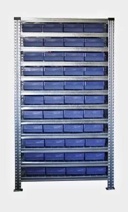 Rack with crates 100 x 230 x 500 mm - 44 pcs - 1