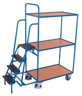 Picking cart with steps, 3 shelves - 1