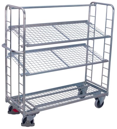 Staried trolley with inclined shelves, galvanized version sw-540.226 - 1