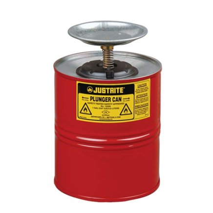 Safety container with a plunger piston for liquid dispensing, moistening and cleaning with a volume of 4 l - 2