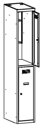 Metal wardrobe with reduced height MSum 412S width 400 mm - 1