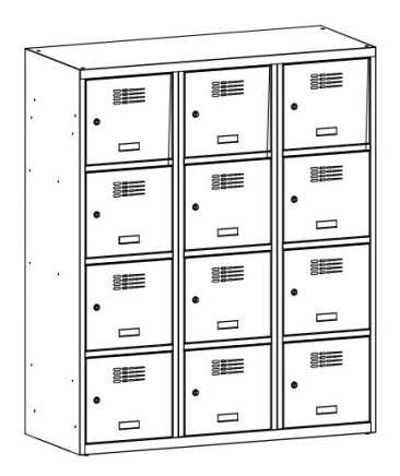 Metal wardrobe with reduced height MSum 434S width 1200 mm - 1