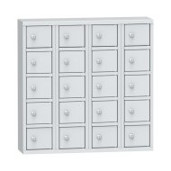 Metal cabinet with 20 lockable boxes