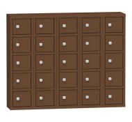 Metal cabinet with 25 lockable boxes - 1