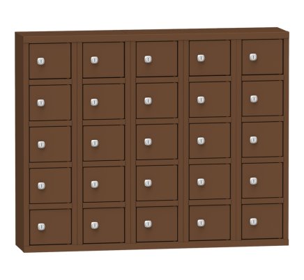Metal cabinet with 25 lockable boxes - 1