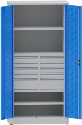 Workshop cabinet with divided drawers and shelves - 1