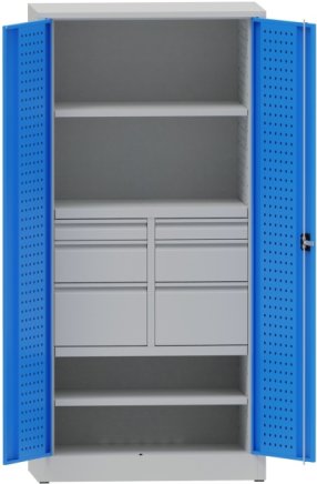 Workshop cabinet with divided drawers and shelves - 2
