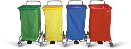 Trolley for sorting waste and laundry PEDALBAG IV without bag - 1