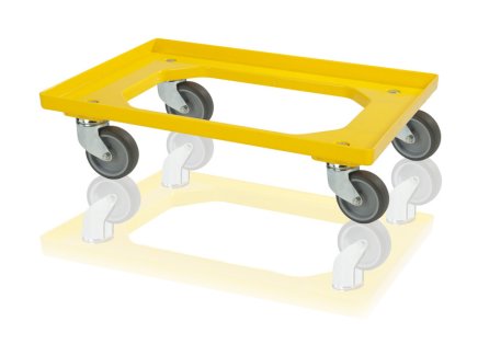 Chassis for crates - 4 swivel wheels, color yellow - 1