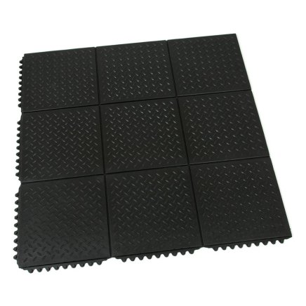 Rubber modular anti-fatigue mat Diamond Plate Tile - 1