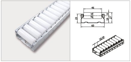 Roller track PL-601F_WS diameter of rollers 16 mm - 1