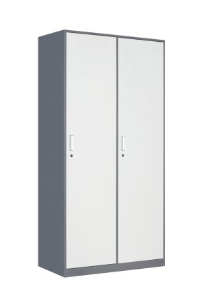 Metal wardrobe with two compartments and cylinder lock - 1