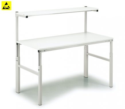 Height adjustable Treston antistatic table with shelf, TPH918 ESD - 1