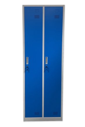 Metal wardrobe with two compartments and cylinder lock - 1