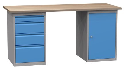 Workshop table with base container SD41735 1700 mm - 1