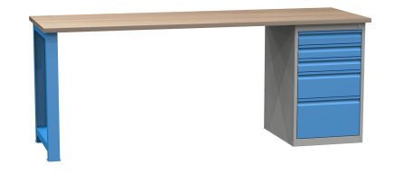 Workshop table with base container SD42132 2100 mm - 1