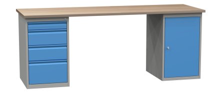 Workshop table with base container SD42135 2100 mm - 1