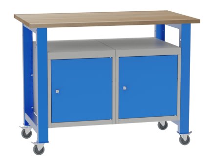 Mobile workshop table with inserted containers - 1