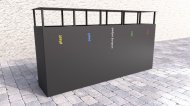 Outdoor bin with roof for sorted waste Steel VI - 1