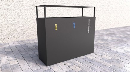 Outdoor bin with roof for sorted waste Steel II - 1