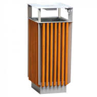Outdoor wooden trash can with ashtray 1018-S - 1
