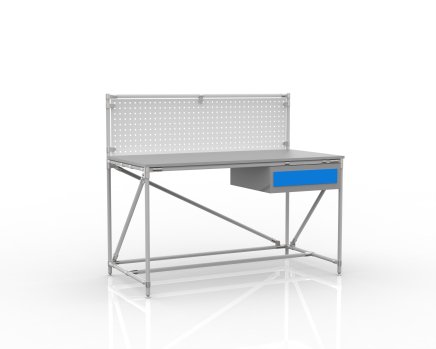 Workshop table with perforated panel width 1500 mm, 24040831 - 1