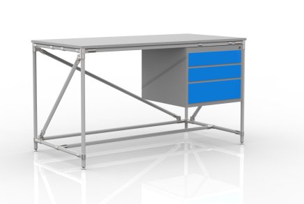 Workshop table with container with three drawers width 1500 mm, 24040539 - 1