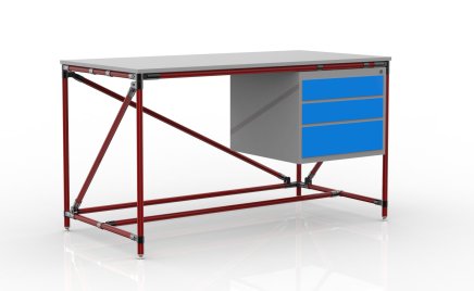Workshop table with container with three drawers width 1500 mm, 24040539 - 2