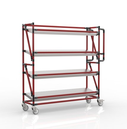Crate rack trolley with 1300 mm wide inclined shelves, SP13030 (4 models) - 2