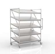 Shelving trolley for crates with slanted shelves 1300 mm wide, SP13080