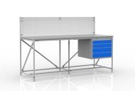 Workshop table with perforated panel width 2000 mm, 240408310 - 1
