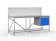 Workshop table with perforated panel width 2000 mm, 240408310 - 4